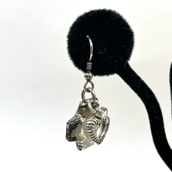 Brighton Crystal Karma Cross Earrings with Heart Charms Silver Plated Dangle - Picture 9 of 12